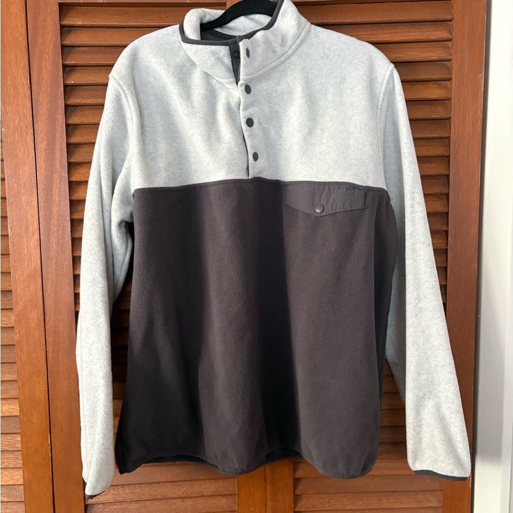 Gray and Black Button-Up Fleece